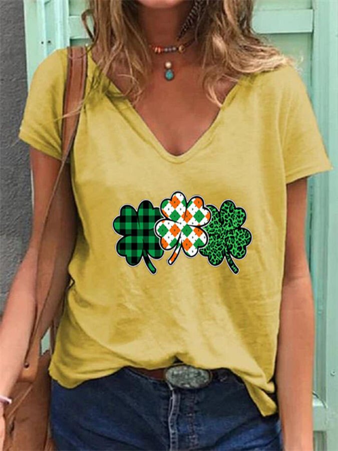 Women's St. Patrick's Day Shamrock V-Neck T-Shirt