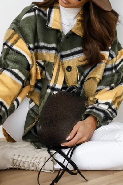 Casual Loose Plaid Long Sleeve Lapel Shirt