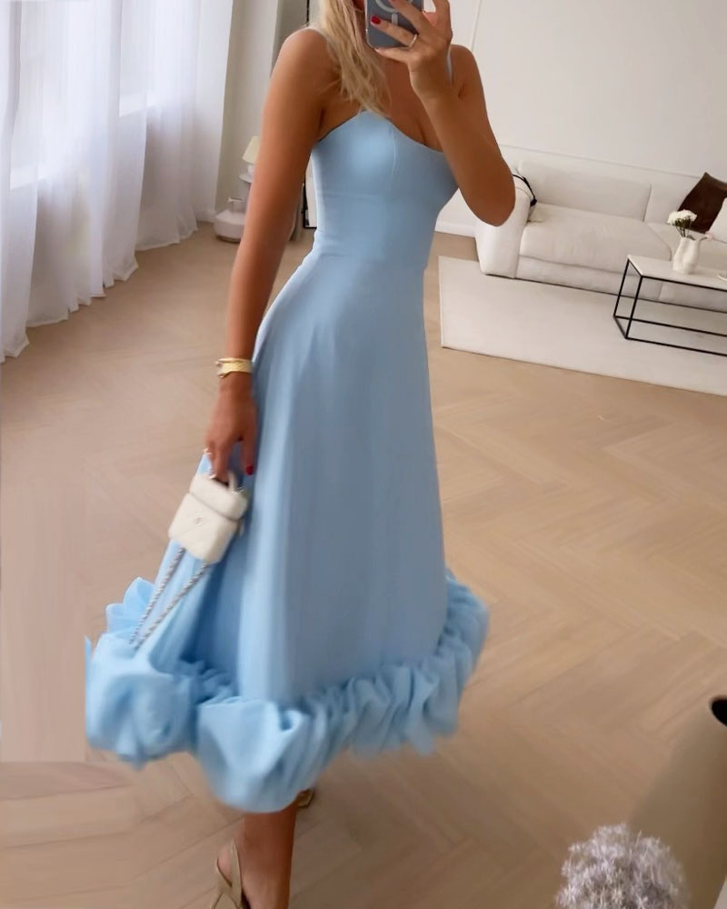 Elegant Solid Color Slip Dress