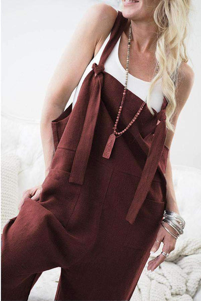 Modischer Jumpsuit mit eckigem Ausschnitt und Tasche vorne 