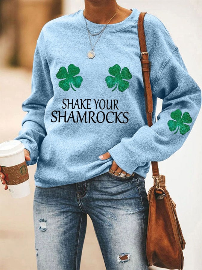 Sweat-shirt décontracté imprimé Shake Your Shamrocks pour femmes 