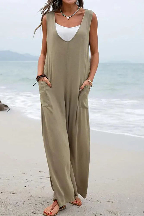 Harper Pocketed Wide Leg Suspender Relaxed Jumpsuit