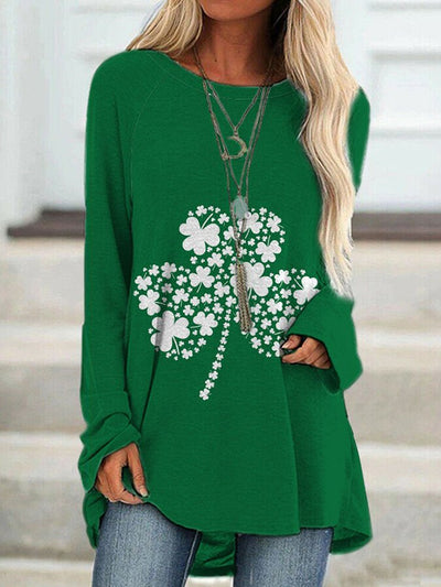 Lockeres Langarm-T-Shirt mit St. Patrick's Day-Aufdruck für Damen 