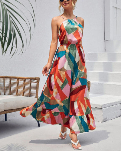 Ärmelloses Maxikleid mit Resort-Print 