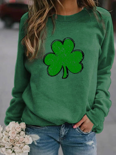 Women's St. Patrick's Day Clover Crew Neck Casual Sweatshirt