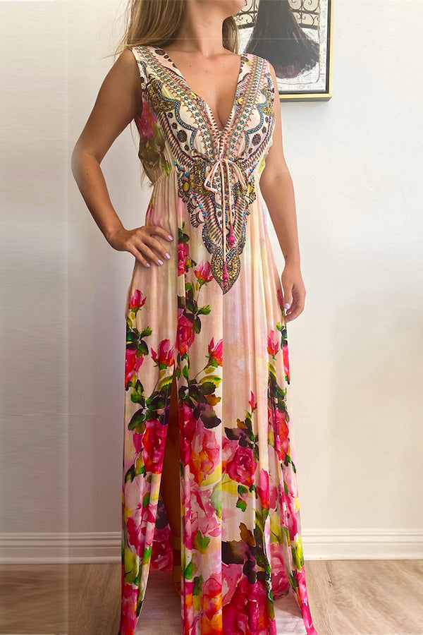 Plunge Neckline Maxi Dress