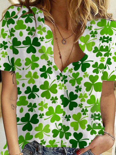 Four-Leaf Clover Print Shirt