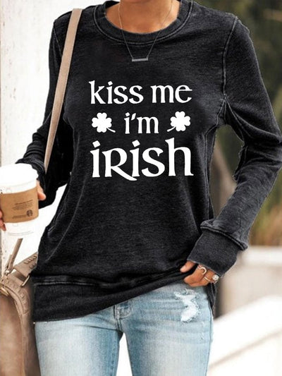 Sweatshirt mit Aufdruck „Kiss Me I'm Irish“ für Damen 