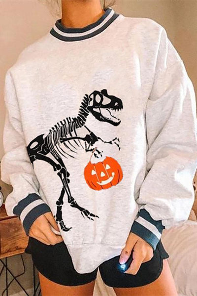 Sweat-shirt à manches longues imprimé citrouille d'Halloween