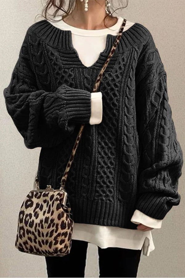 Knitted Pattern Casual Knit Sweater