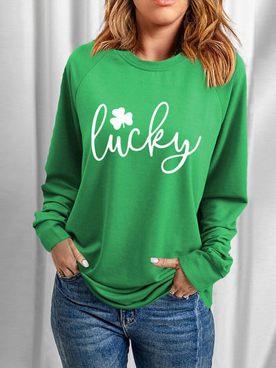 Sweat-shirt imprimé trèfle de la Saint-Patrick pour femmes 