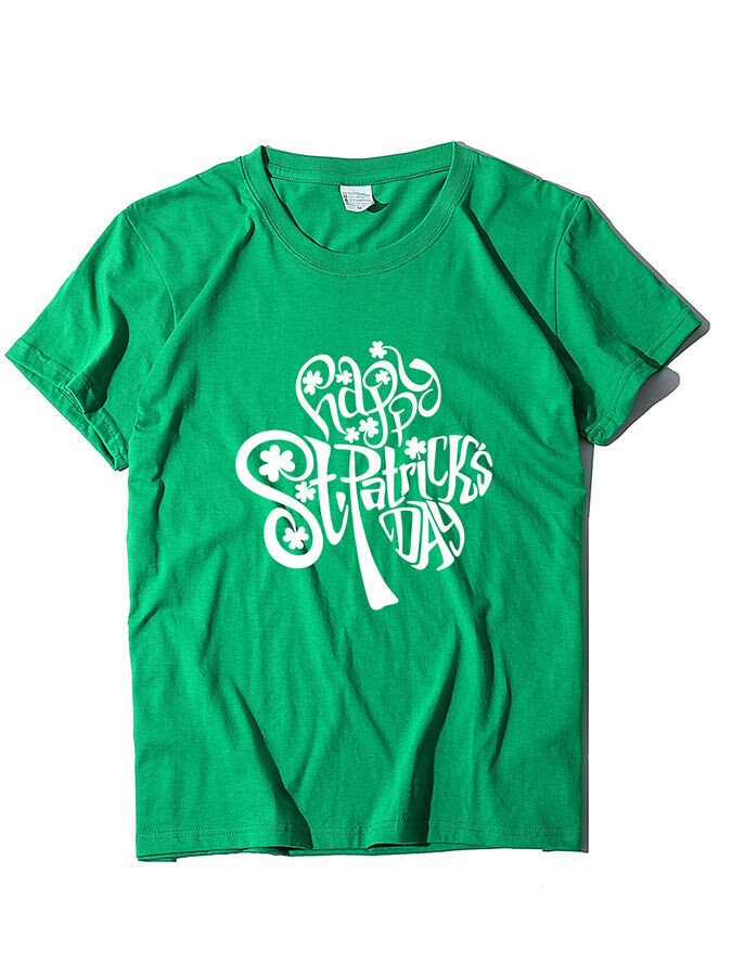 T-shirt à manches courtes avec trèfle de la Saint-Patrick pour femmes 