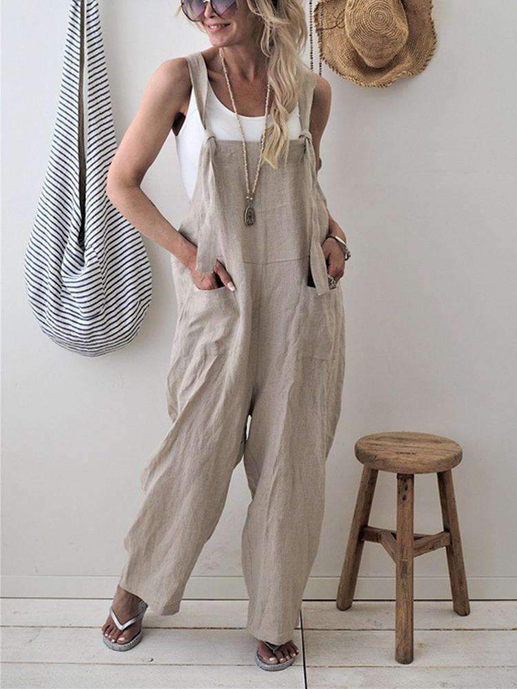 Modischer Jumpsuit mit eckigem Ausschnitt und Tasche vorne 