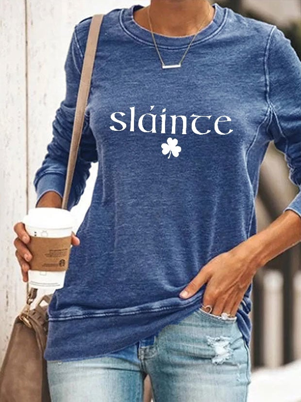 Sweat-shirt imprimé Slainte St. Patrick's Day pour femmes 