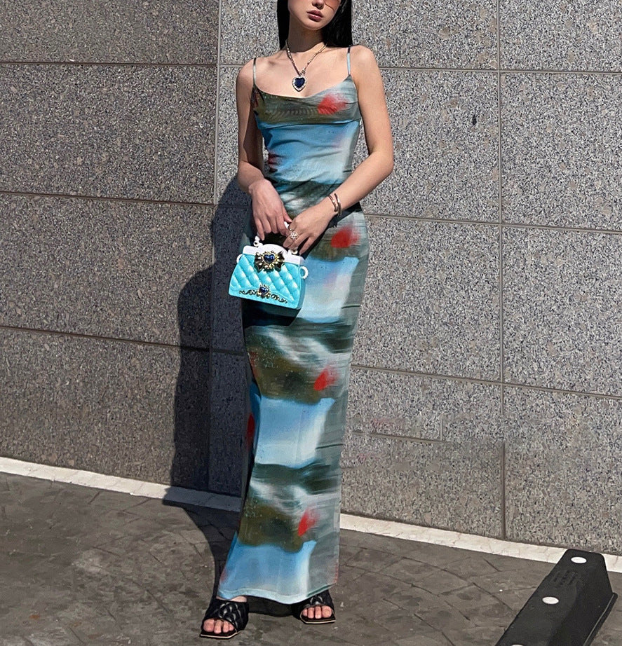 Chic Oil Painting Slip Dress