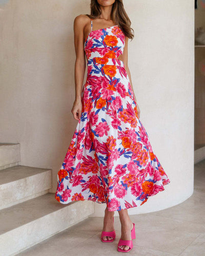 Sexy sloping shoulder maxi dress