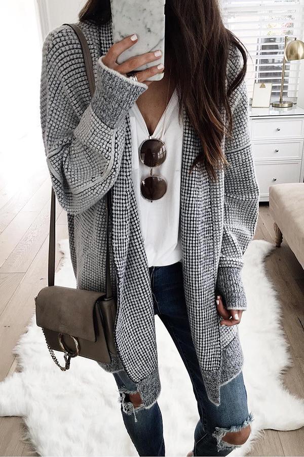 Waffle Texture Cardigan