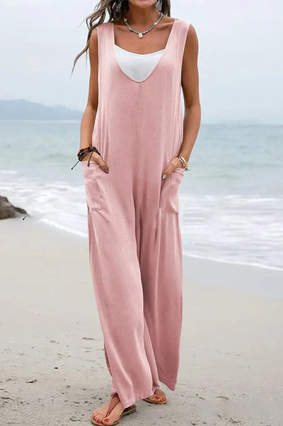 Harper Pocketed Wide Leg Suspender Relaxed Jumpsuit