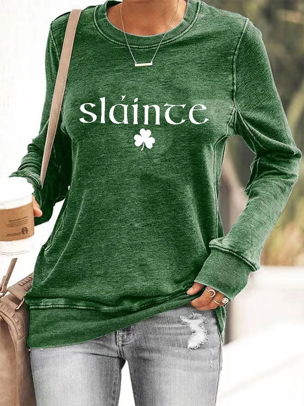 Sweat-shirt imprimé Slainte St. Patrick's Day pour femmes 