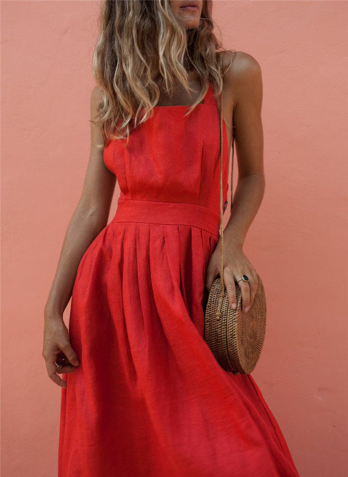 Backless Lace Up Summer Dress