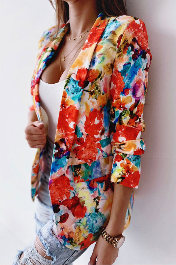 Blazer de costume de loisirs à revers floral gratuit et véritable