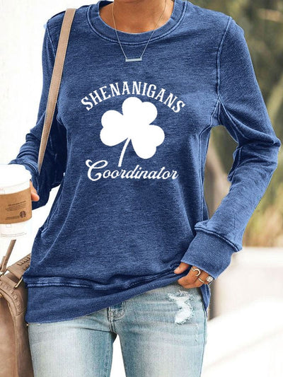 Sweatshirt mit St. Patrick's Day Shenanigans Coordinator-Aufdruck für Damen 