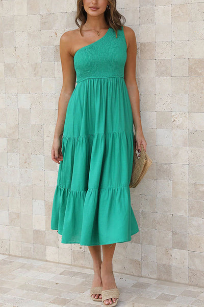 Off-Shoulder Sleeveless Layered Ruched Dress