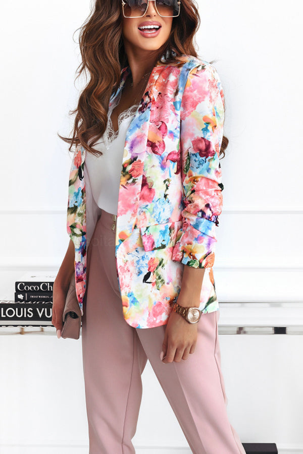 Blazer de costume de loisirs à revers floral gratuit et véritable