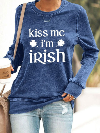 Sweatshirt mit Aufdruck „Kiss Me I'm Irish“ für Damen 