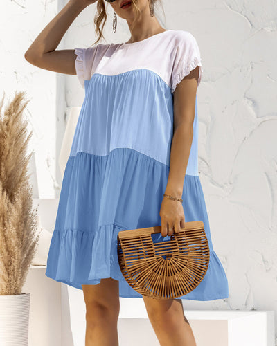 Colorblock Loose Cake Dress