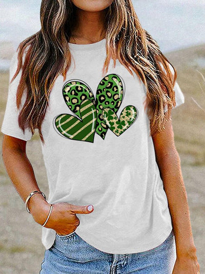 Clover Heart Print Casual T-Shirt