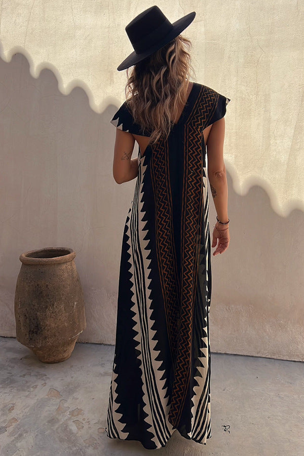 V-Neck Bohemian Casual Dress