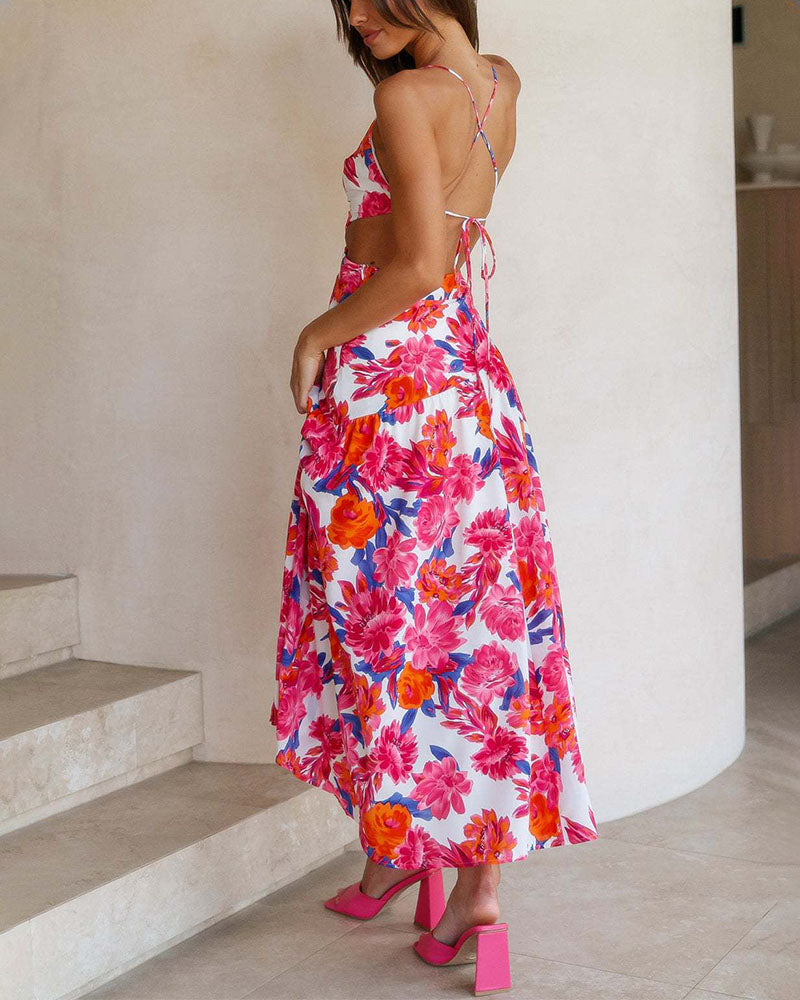 Sexy sloping shoulder maxi dress