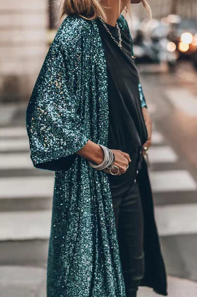 Sequin Bell Sleeve Kimono