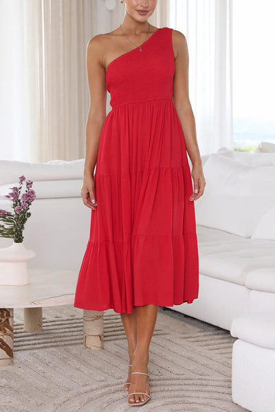 Off-Shoulder Sleeveless Layered Ruched Dress