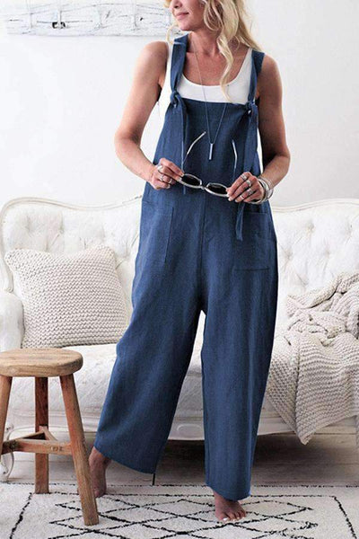 Modischer Jumpsuit mit eckigem Ausschnitt und Tasche vorne 