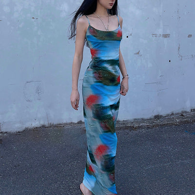 Chic Oil Painting Slip Dress