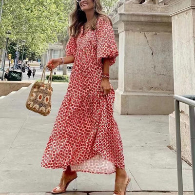 Robe à manches bouffantes de style bohème 