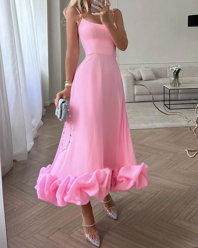 Elegant Solid Color Slip Dress