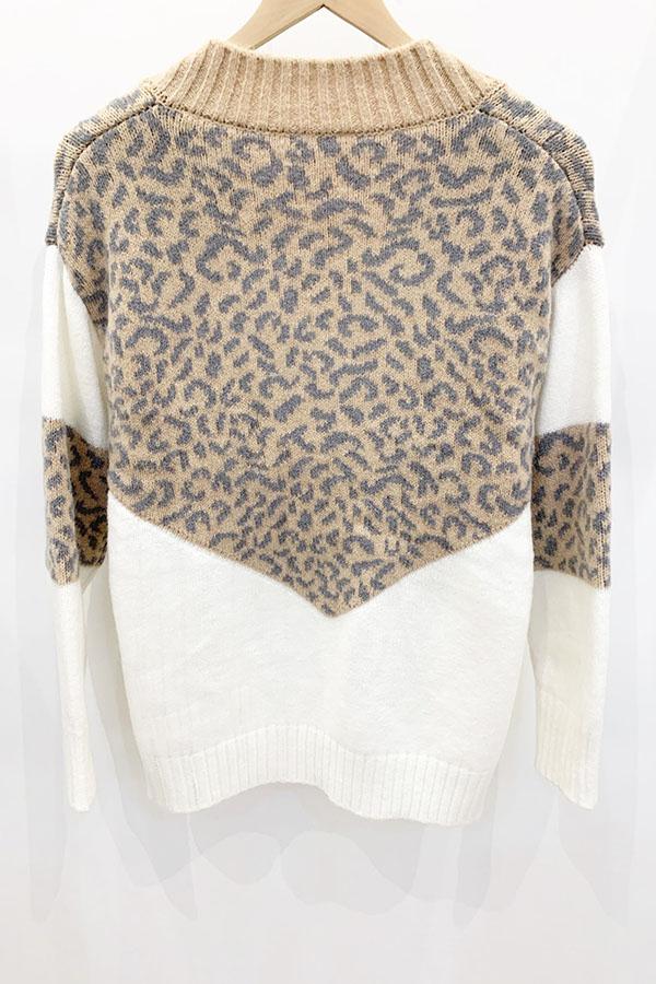 Leopard Print V-Neck Sweater