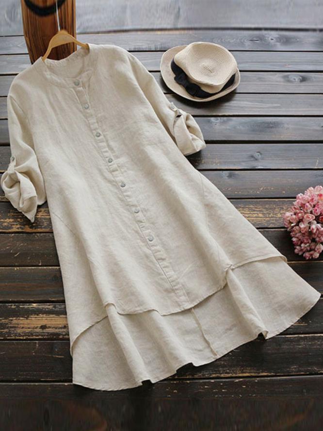 Casual Irregularity Hem Mini Shirt Dress