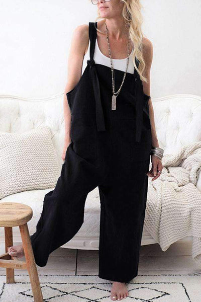 Modischer Jumpsuit mit eckigem Ausschnitt und Tasche vorne 