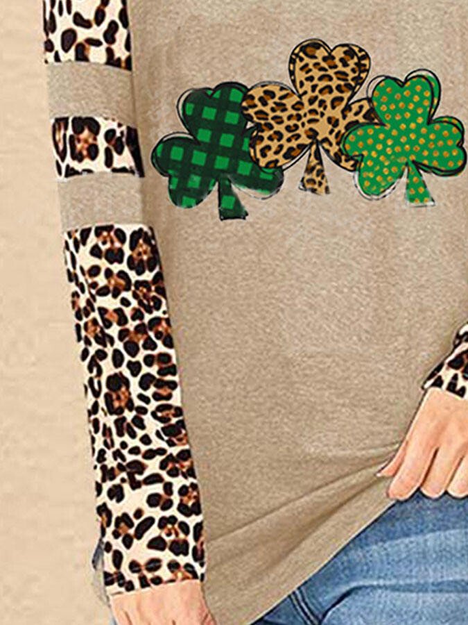 Casual Leopard Three Leaves T-Shirt