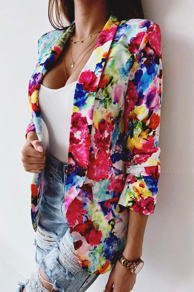 Blazer de costume de loisirs à revers floral gratuit et véritable