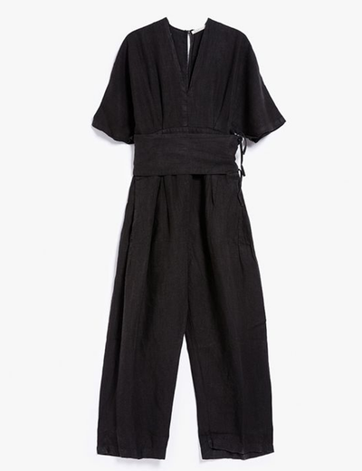 Vintage-Jumpsuit aus Leinen mit Gürtel 