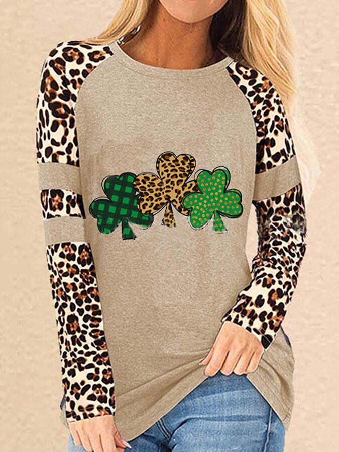 Casual Leopard Three Leaves T-Shirt