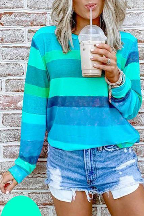 Candy Striped Long Sleeves Pullover Top