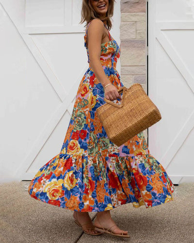 Fashion Print Strapless Sling Dress