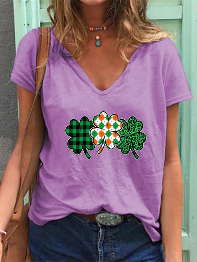 Women's St. Patrick's Day Shamrock V-Neck T-Shirt