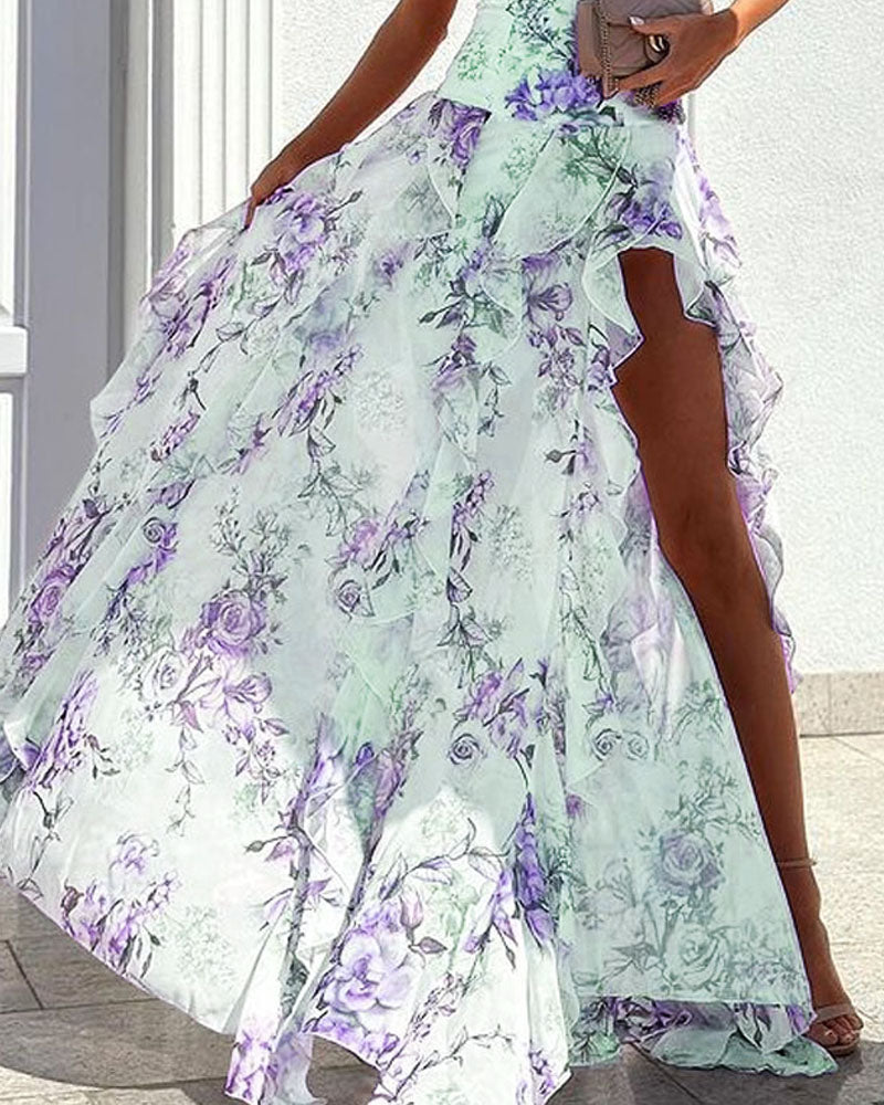 Elegant One Shoulder Print Dress